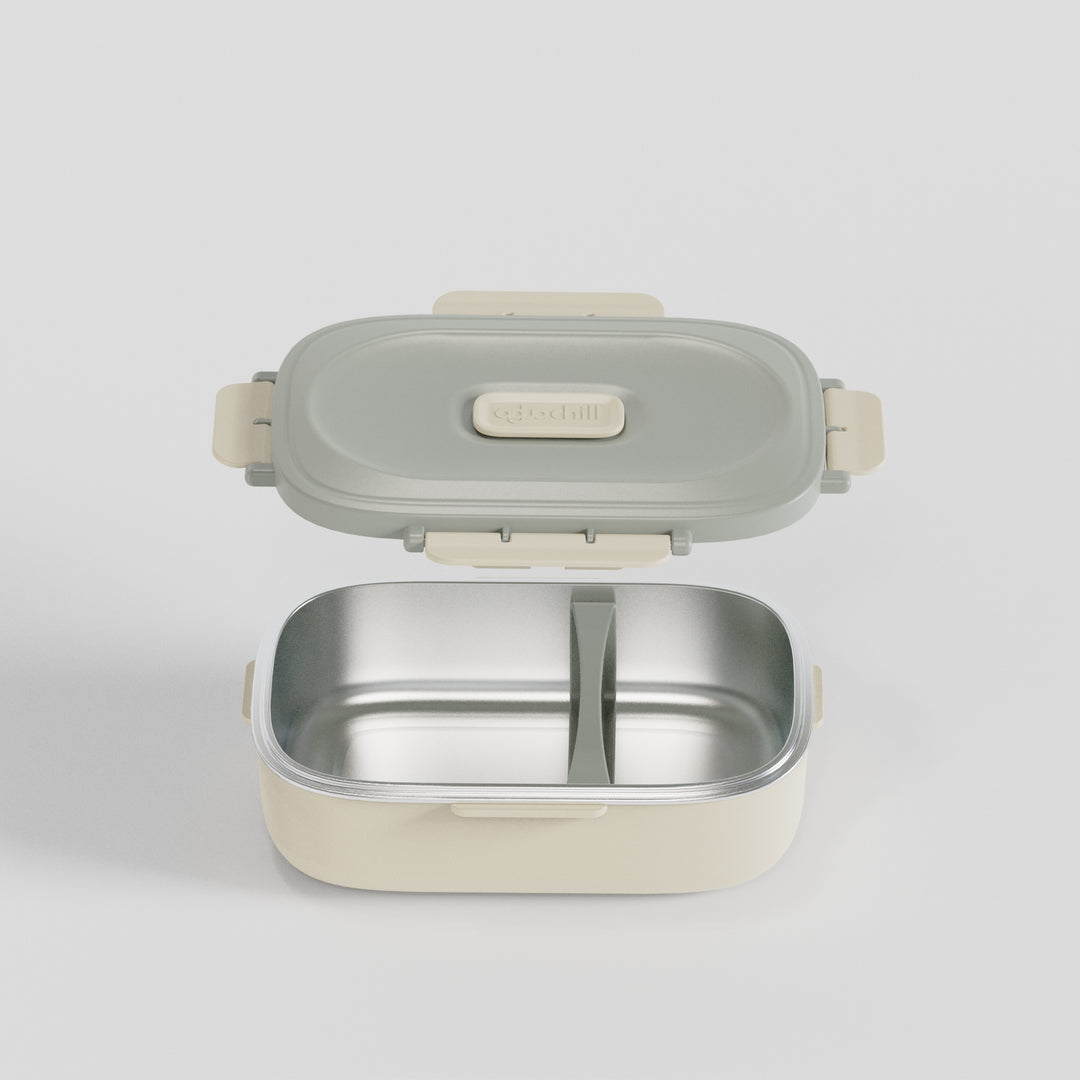 30oz Microwave-Safe Stainless Steel Meal Box_Sand Mist_open view