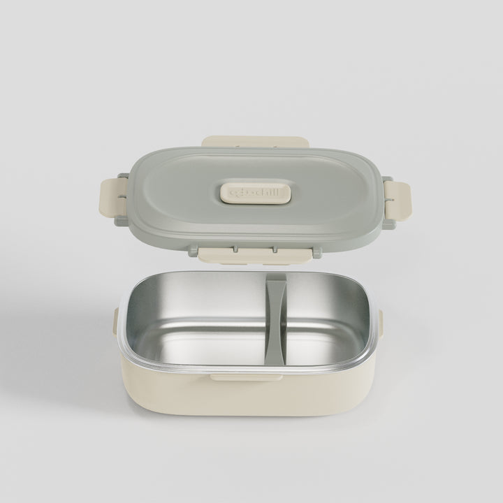 30oz Microwave-Safe Stainless Steel Meal Box_Sand Mist_open view