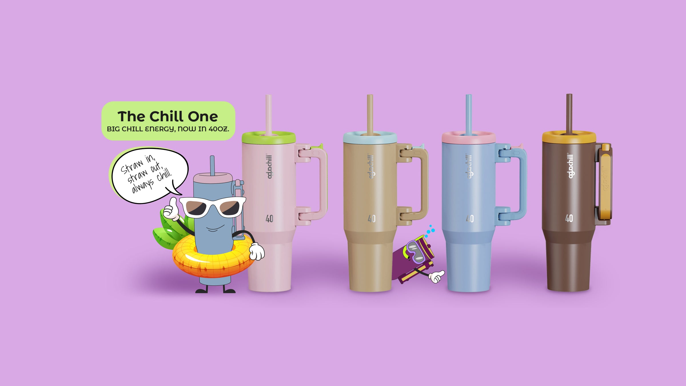 40oz tumbler, 4 color options