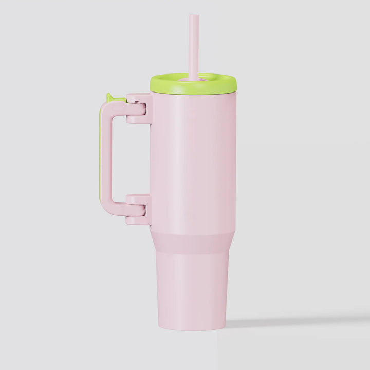 40oz 2 in 1 Sip / Straw Tumbler -  Apple Pink with Engraving