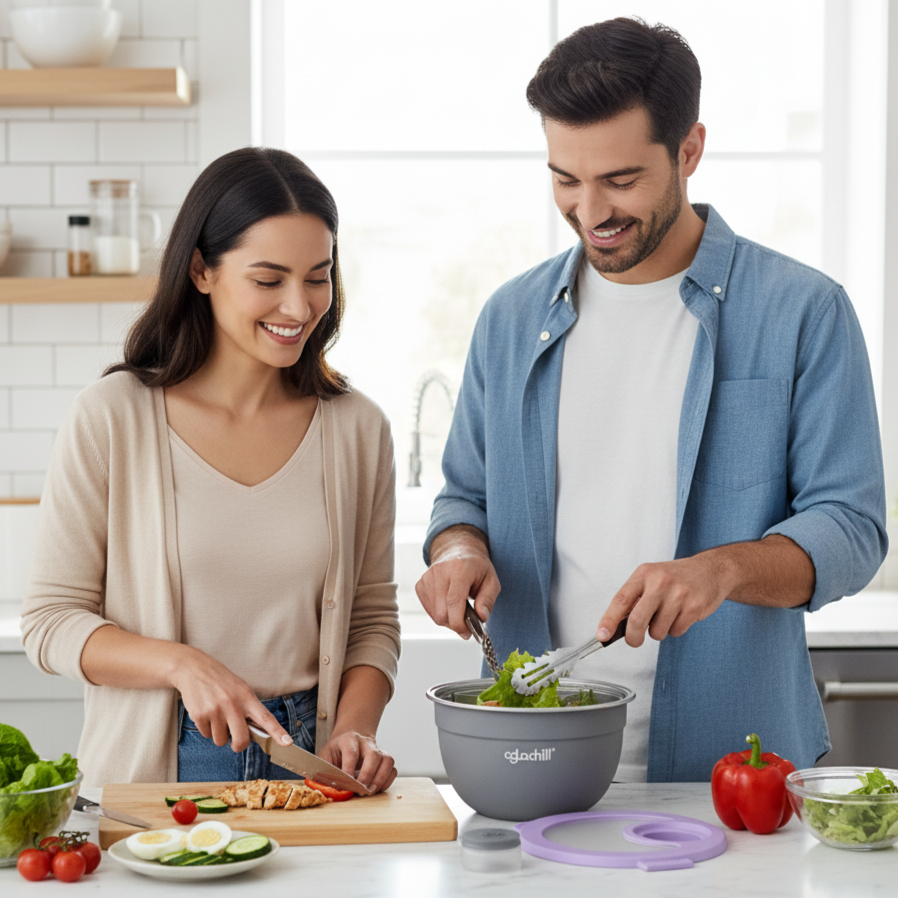 64oz / 2qt Stainless Steel Salad Bowl Kit