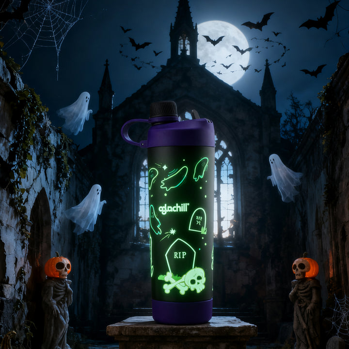 🎃 Halloween Glow-in-the-Dark 22oz 2-in-1 Water Bottle