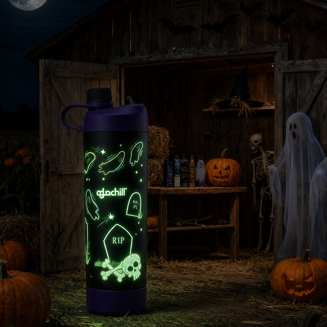 🎃 Halloween Glow-in-the-Dark 22oz 2-in-1 Water Bottle