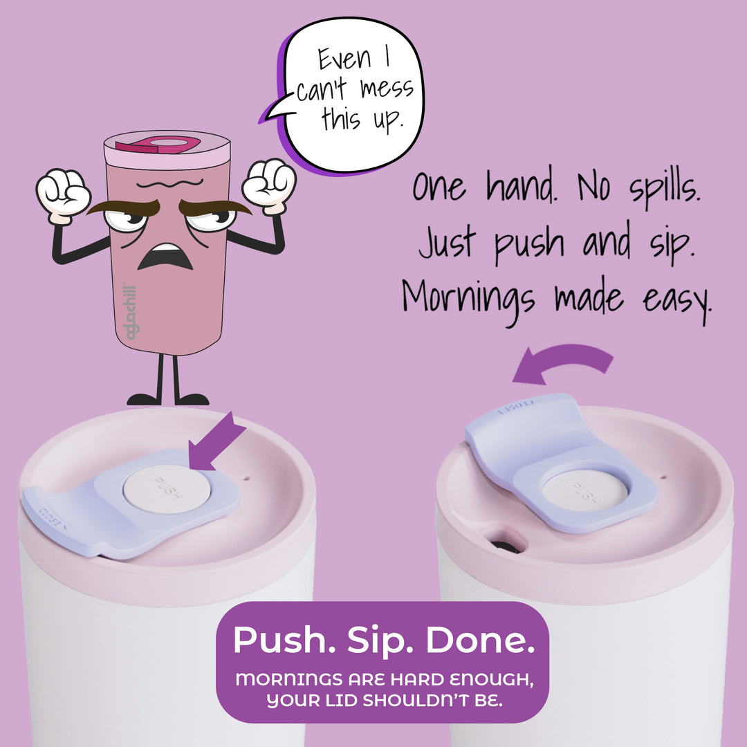 Pushsip_ceramic coating_triple insulated Stainless Steel_coffee mug_one hand operation