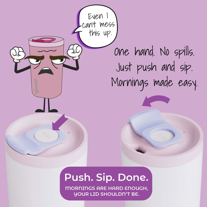 Pushsip_ceramic coating_triple insulated Stainless Steel_coffee mug_one hand operation